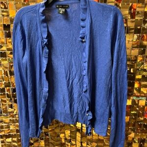New York & Company Royal Blue Ruffled Cardigan